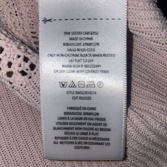 Joie Blush Pink Joie "Caire" Crochet Open Knit Pullover Ruffle Sweater- Size M - Picture 16 of 16